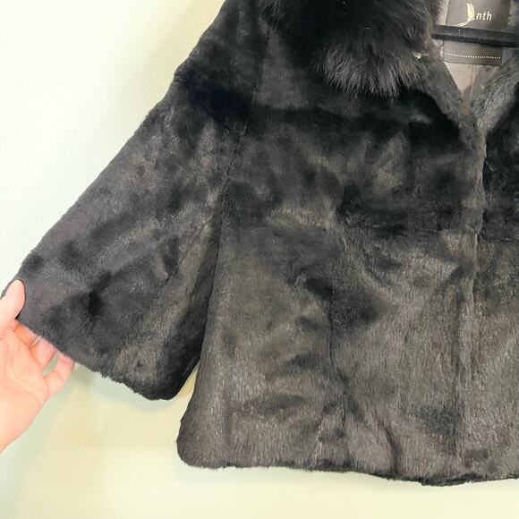 Nth Prestige Collection Women's Black Shrug Faux Fur Cropped Overcoat Size Small - Picture 4 of 11